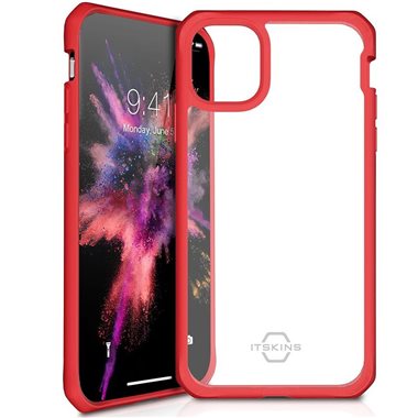 ITSKINS Apple iPhone 11 Pro Max Drop-Protection Cover HYBRID SOLID plain red transparent