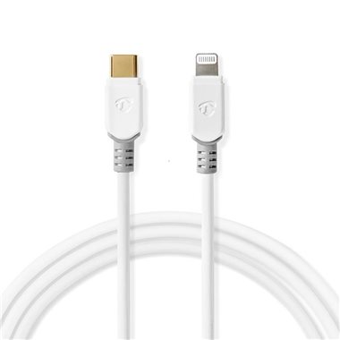 Lightning Kabel | USB 2.0 | Apple Lightning 8-Pin | USB-C™ Stecker | 480 Mbps | Vergoldet | 1.00 m | Rund | PVC | Weiss | Box