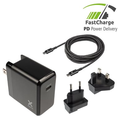XTORM Charger 100V-240V USB-C, 65W Power Delivery inkl. USB-C PD Kabel 100W (2.0m)
