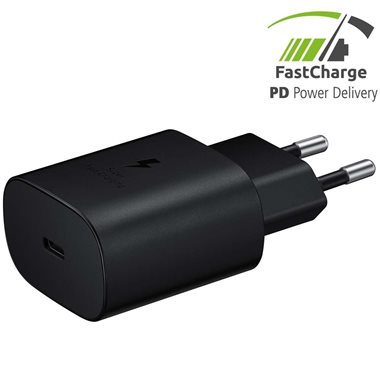 SAMSUNG USB-Charger 100V-240V <b>FastCharge</b> 1 x USB-C 25W, ohne Kabel Wall Charger black