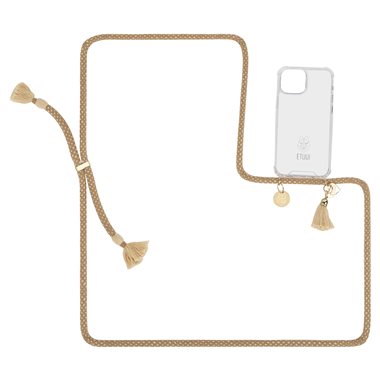 ETUUI Apple iPhone 12 mini Necklace-Cover mit Kordel und Gold Accessoires CAPPUCINO brown