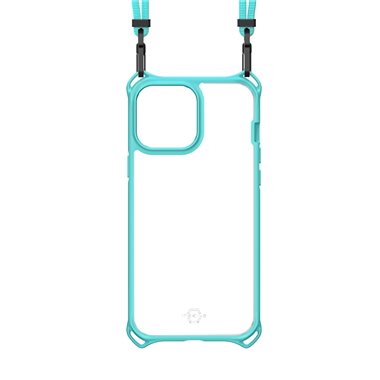 ITSKINS Apple iPhone 13 Drop-Protection Cover mit Kordel HYBRID SLING light blue and transparent
