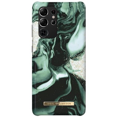 IDEAL OF SWEDEN Samsung Galaxy S21 Ultra Designer Hard-Cover Golden Olive Marble