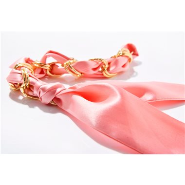 ETUUI Samtiges Seidentuch und eine wertige Goldkette für Necklace-Cover Silky-Chain rosa