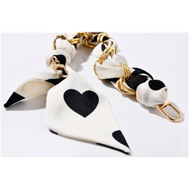 ETUUI Samtiges Seidentuch und eine wertige Goldkette für Necklace-Cover Silky-Chain weiß/schwarz