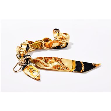 ETUUI Samtiges Seidentuch und eine wertige Goldkette für Necklace-Cover Silky-Chain schwarz/gold