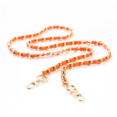 ETUUI Veganes Leder mit goldener Edelstahlkette Für Necklace Cover Audrey Chain orange/gold