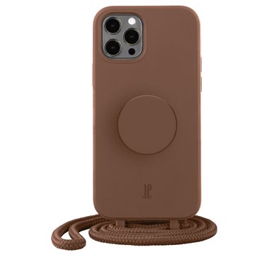 JUST ELEGANCE Apple iPhone 12 Pro Max Necklace Cover mit PopSockets Just Elegance PopGrip Case Brown Sugar