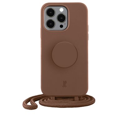 JUST ELEGANCE Apple iPhone 14 Pro Max Necklace Cover mit PopSockets Just Elegance PopGrip Case Brown Sugar