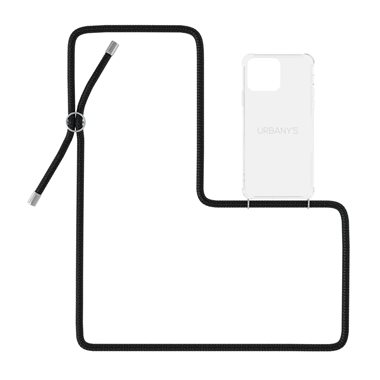 URBANYS NECKLACE Apple iPhone 15Pro Necklace-Cover mit Kordel Night Owl silver