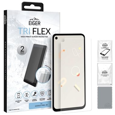 EIGER Google Pixel 4A Displayschutz-Folie (2er Pack) Tri Flex High-Impact clear