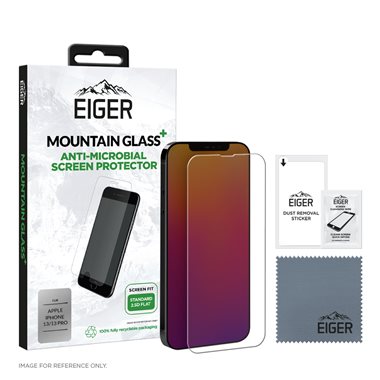 EIGER Apple iPhone 14/13/13 Pro Display-Glas antibakteriell 2.5D Eiger Mountain Glass+