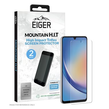 EIGER Samsung Galaxy A34 5G Displayschutz-Folie (2er-Pack) High Impact Triflex clear