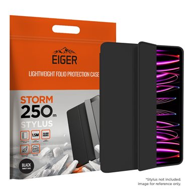 EIGER Apple iPad Pro 12.9 (2018/2020/2021/2022) Folio-Case mit Stylus-Halterung schwarz Eiger Storm 250m Stylus Case Black