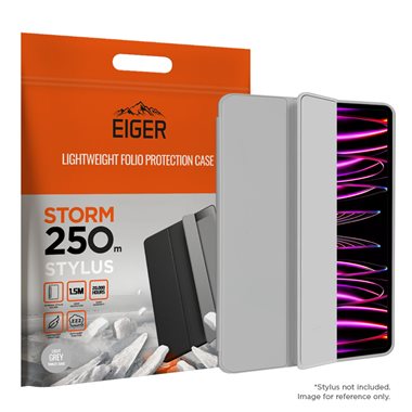 EIGER Apple iPad Pro 12.9 (2018/2020/2021/2022) Folio-Case mit Stylus-Halterung schwarz Eiger Storm 250m Stylus Case Grey