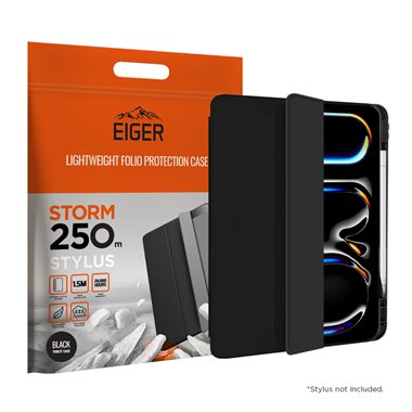 Apple iPad Pro 13 (2024) Folio-Case mit Stylus-Halterung schwarz Eiger Storm 250m Stylus Case Black