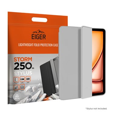 Apple iPad Air 13 (24) Pro 12.9 (18/20/21/22) Folio-Case mit Stylus-Halterung hellgrau Eiger Storm 250m Stylus Case Light Grey