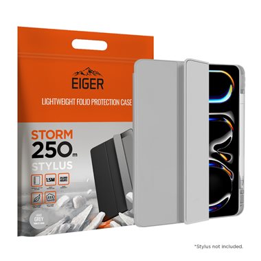 Apple iPad Pro 13 (2024) Folio-Case mit Stylus-Halterung hellgrau Eiger Storm 250m Stylus Case Light Grey